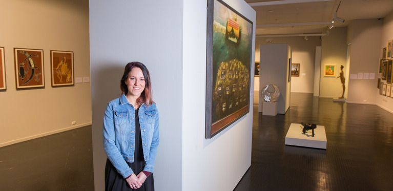 Jess Megs inside Art Gallery