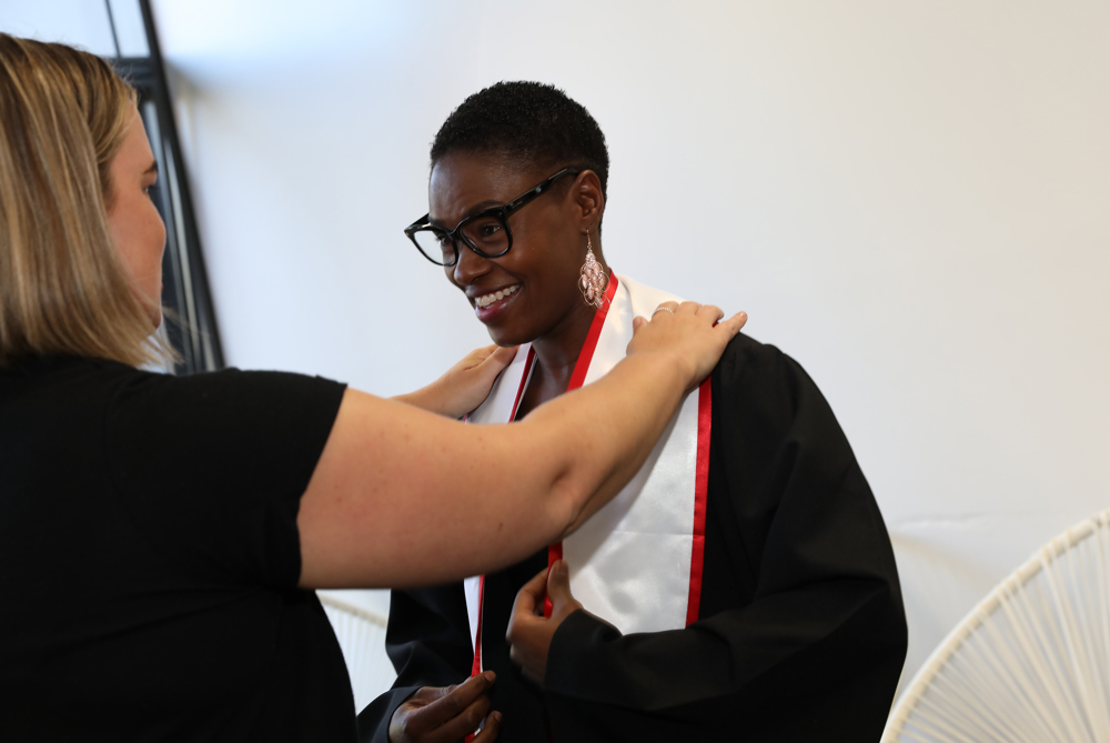 Diploma of Nursing student Auctavia Ruganga before the ceremony.